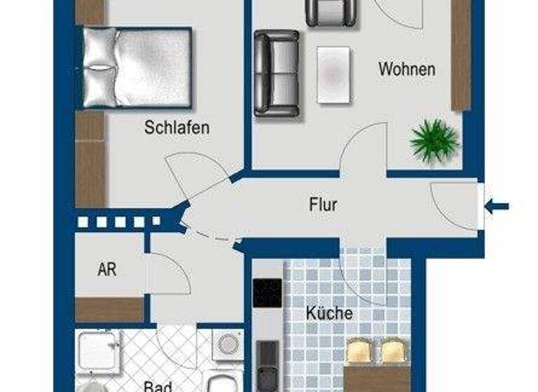 Wohnung zur Miete 370 € 2 Zimmer 56,9 m² 1. Geschoss frei ab 08.03.2026 Dodendorfer Str. 14 Leipziger Str. Magdeburg 39112