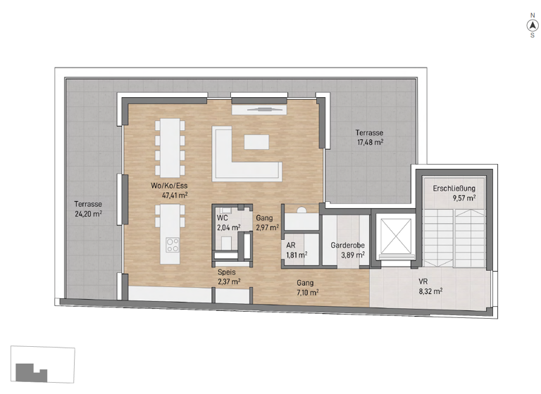Penthouse zum Kauf 1.249.459 € 5 Zimmer 199,5 m² 5. Geschoss Lagergasse 103 Gries Graz 8020