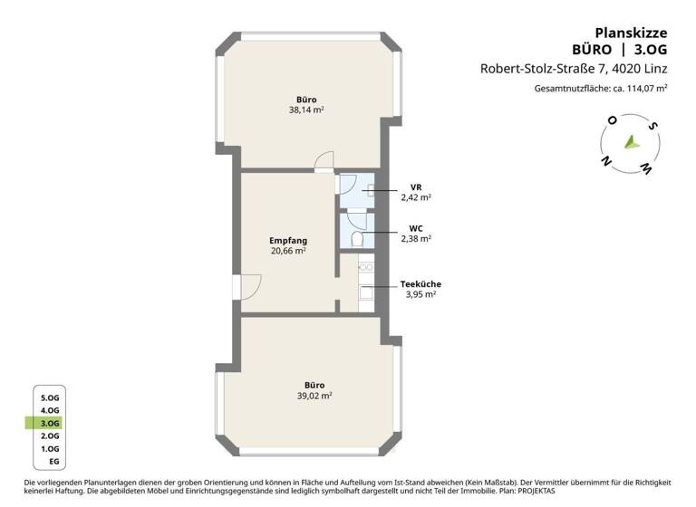 Bürogebäude zur Miete 1.084 € 3 Zimmer 114,1 m² Bürofläche Robert-Stolz-Straße 7 Waldegg Linz 4020