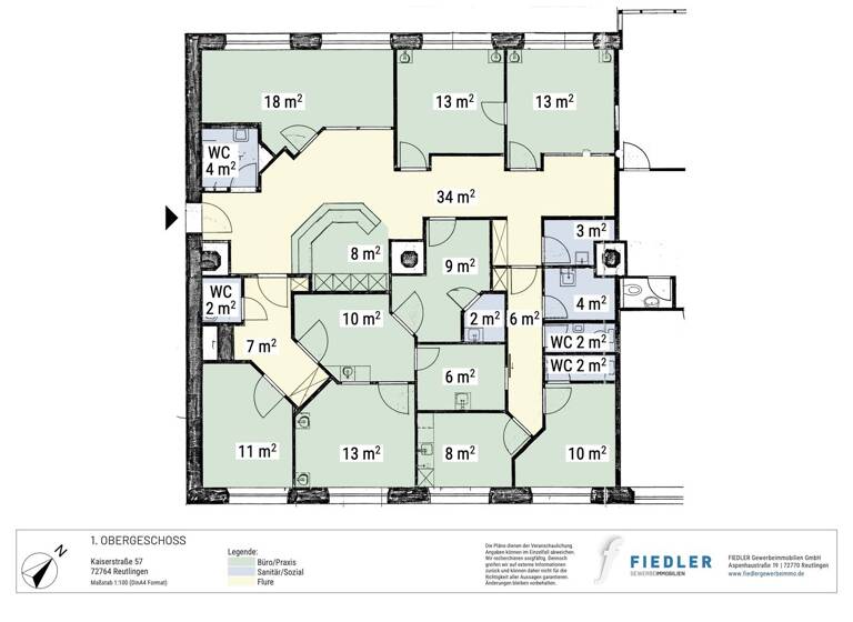 Praxis zum Kauf 185 m² Bürofläche Kaiserstraße 57 Innenstadt Reutlingen 72764