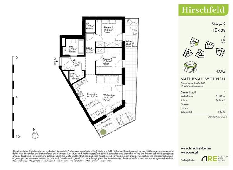 Wohnung zum Kauf - Erstbezug provisionsfrei 425.000 € 3 Zimmer 66 m² 4. Geschoss Wien 1210