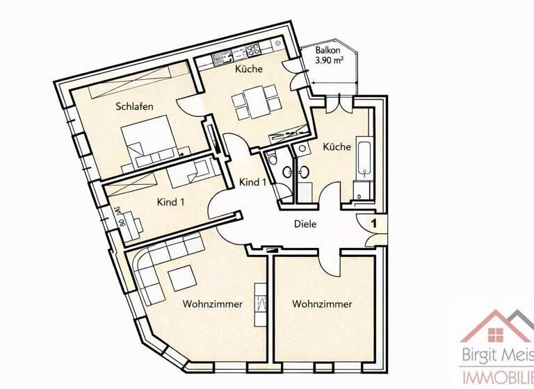 Wohnung zur Miete 1.155 € 4 Zimmer 128,4 m² frei ab 01.03.2026 Feldstadt Schwerin 19053