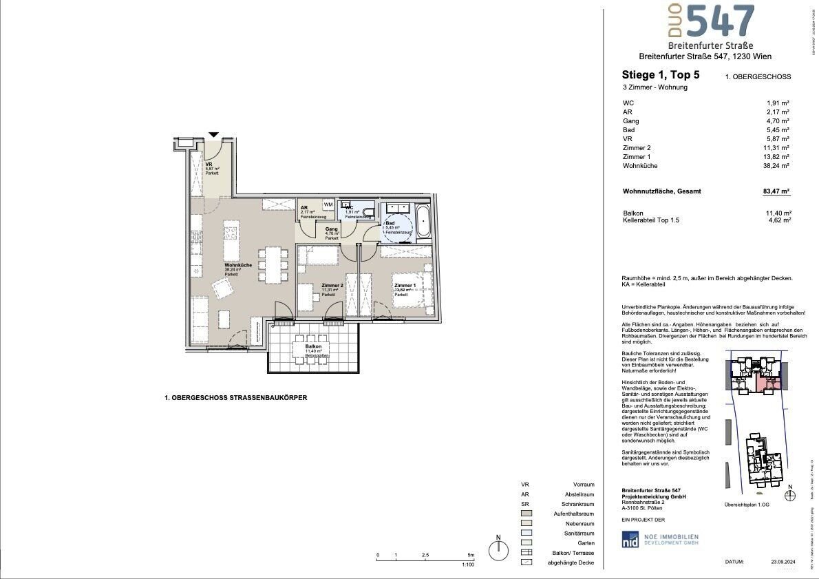 Wohnung zum Kauf provisionsfrei 575.200 € 3 Zimmer 83,5 m²<br/>Wohnfläche Wien 1230