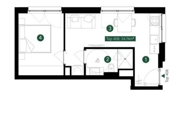 Wohnung zur Miete 663 € 2 Zimmer 34,7 m² 1. Geschoss Klosterneuburg 3400