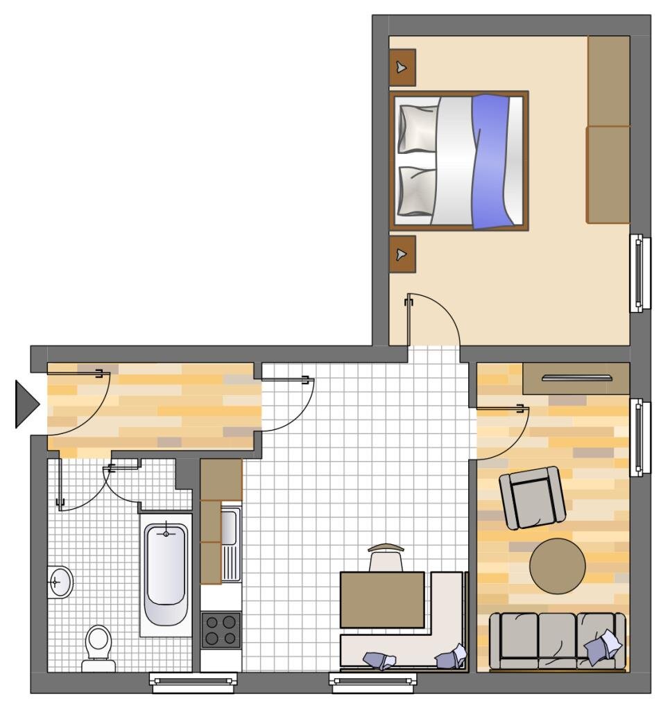 Wohnung zur Miete 549 € 2 Zimmer 49,7 m²<br/>Wohnfläche EG<br/>Geschoss Humboldtstraße 59 Opladen Leverkusen 51379