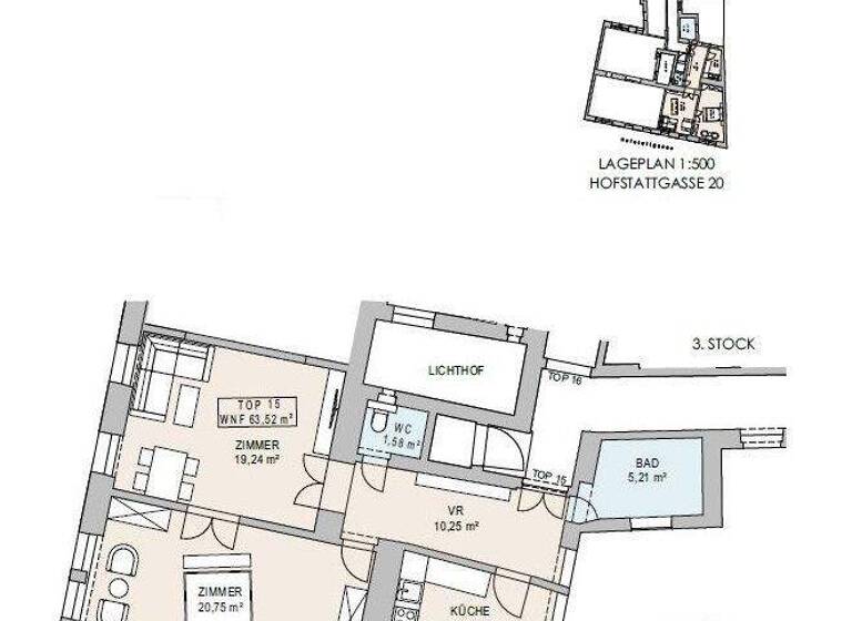 Wohnung zum Kauf 489.000 € 2 Zimmer 63,5 m² Wien 1180