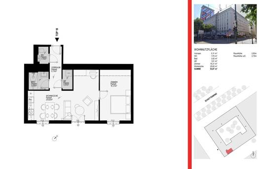 2-комнатная квартира, 55 м², Innere Stadt, Внутренний город