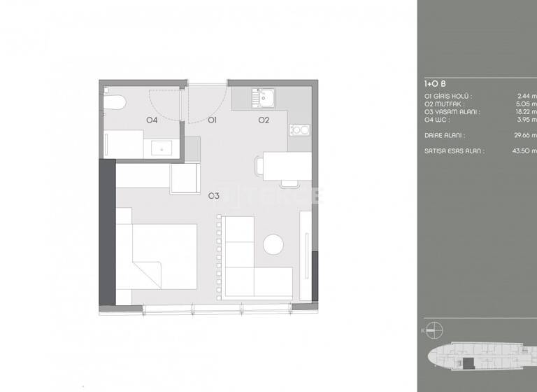 Studio zum Kauf 349.000 € 1 Zimmer 44 m² 4. Geschoss Istanbul 34394