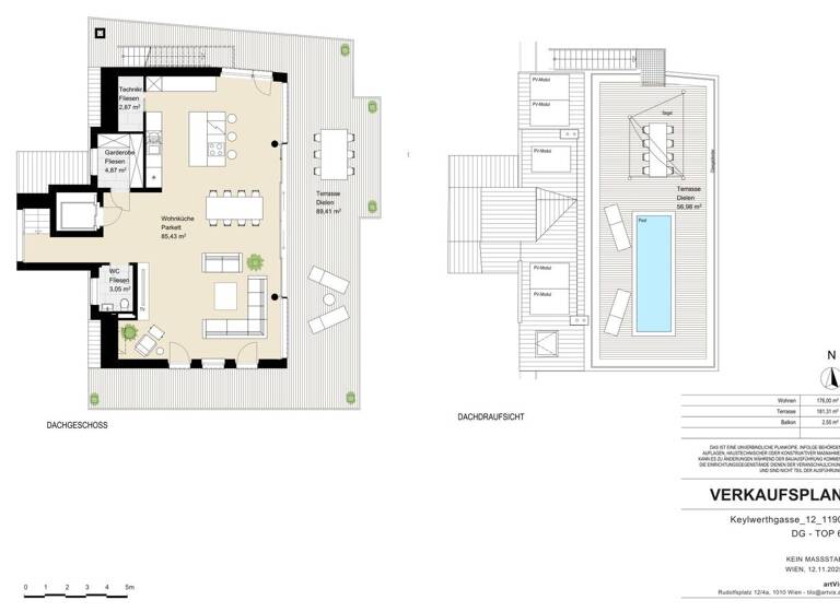 Maisonette zum Kauf - Erstbezug 3.500.000 € 4 Zimmer 178,7 m² 2. Geschoss Wien 1190