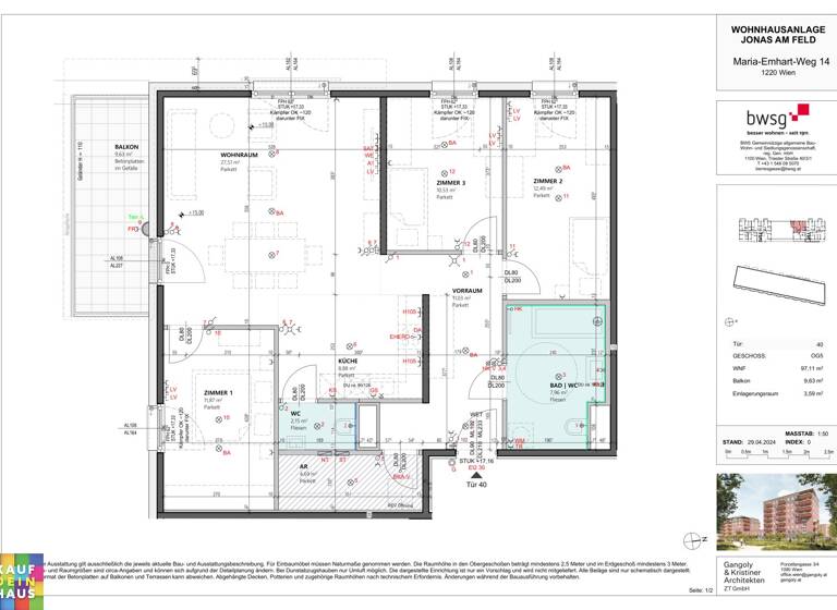 Wohnung zum Kauf - Erstbezug 542.896 € 4 Zimmer 97,1 m² frei ab sofort Maria-Emhart-Weg 14 Wien 1220
