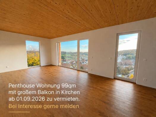 Penthouse zur Miete 1.100 € 3 Zimmer 99 m² Geschoss 2/2 frei ab 01.09.2026 Kirchen Ehingen (Donau) 89584
