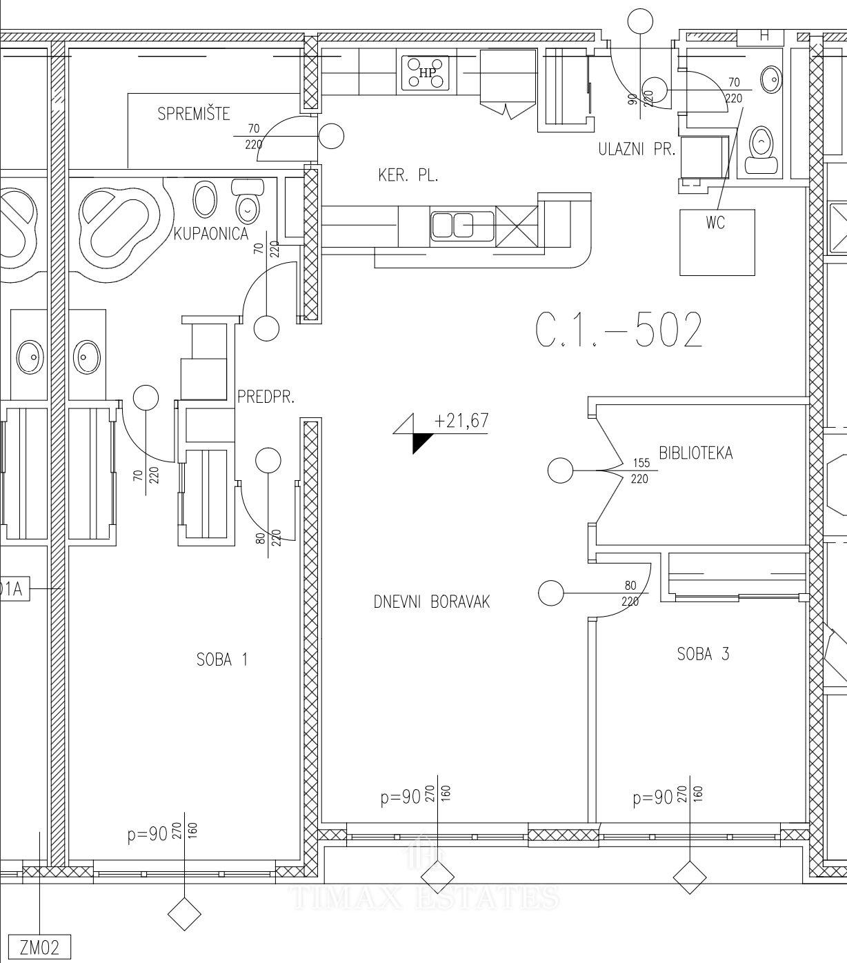 Bürofläche zur Miete 2.000 € 5 Zimmer 137 m²<br/>Bürofläche Donji Grad 10000