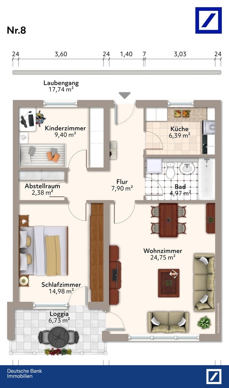 Wohnung zum Kauf 99.000 € 2,5 Zimmer 70,8 m²<br/>Wohnfläche Heppens Wilhelmshaven 26384