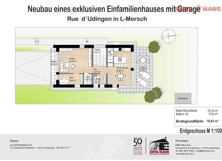 Einfamilienhaus zum Kauf - Erstbezug provisionsfrei 1.399.000 € 5 Zimmer 162 m² 469 m² Grundstück Rue d'Udingen Mersch 7571