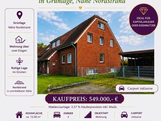 Wohnung zum Kauf als Kapitalanlage geeignet 549.000 € 3 Zimmer 72 m² Norderney 26548