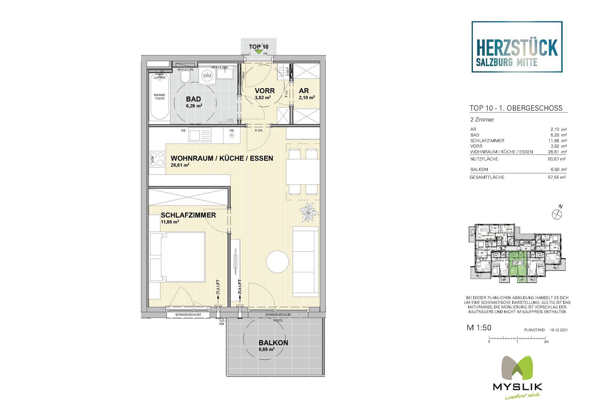 Wohnung zum Kauf provisionsfrei 419.800 € 2 Zimmer 51 m²<br/>Wohnfläche Liefering II Salzburg 5020