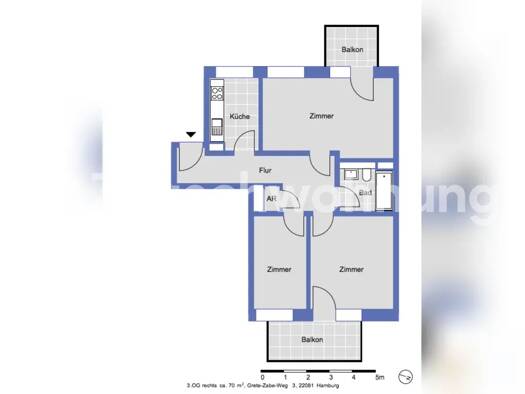 Wohnung zur Miete nur mit Wohnberechtigungsschein Tauschwohnung 480 € 2,5 Zimmer 70 m² 3. Geschoss Alsterdorf Hamburg 22081