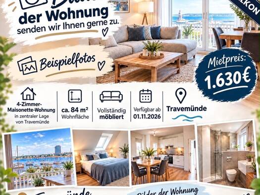 Maisonette zur Miete 1.630 € 4 Zimmer 84 m² Geschoss 2/3 frei ab 01.11.2026 Travemünde Travemünde 23570
