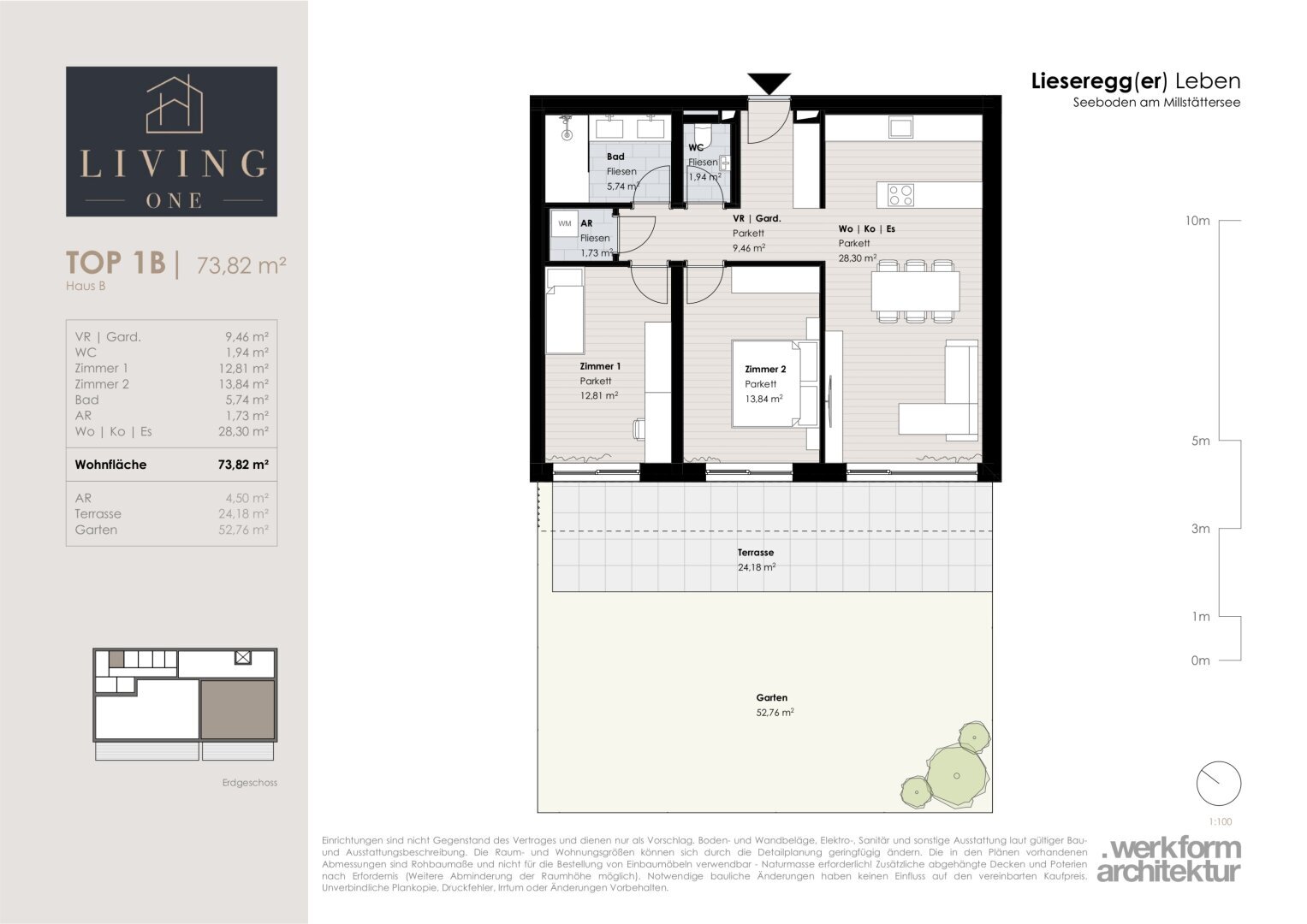 Wohnung zum Kauf 349.900 € 3 Zimmer 73,8 m²<br/>Wohnfläche EG<br/>Geschoss Seeboden am Millstätter See 9871