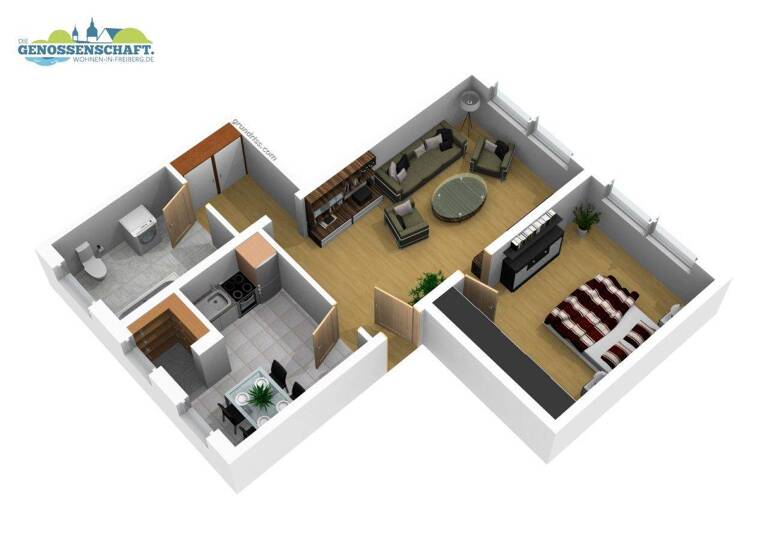 Wohnung zur Miete 399 € 2 Zimmer 56,2 m² 3. Geschoss Karl-Kegel-Straße 30 Freiberg 09599