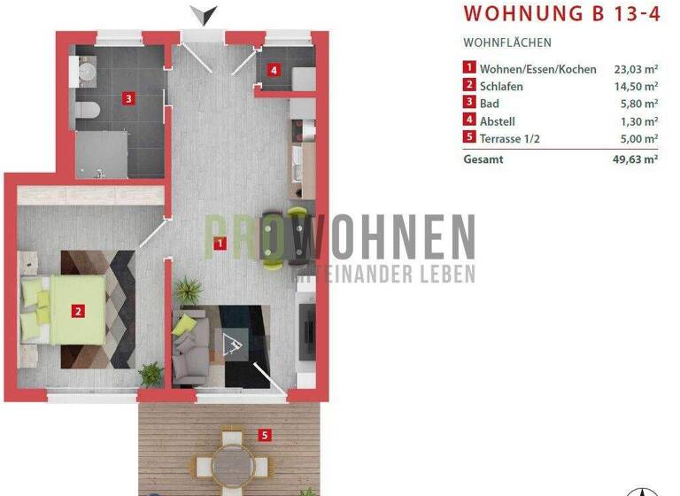 Wohnung zum Kauf 258.885 € 2 Zimmer 49,6 m² Geiselbach 63826