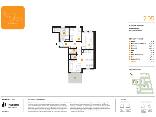 Wohnung zur Miete 1.150 € 3 Zimmer 73,6 m² frei ab 01.01.2026 Boxdorf Nürnberg 90427