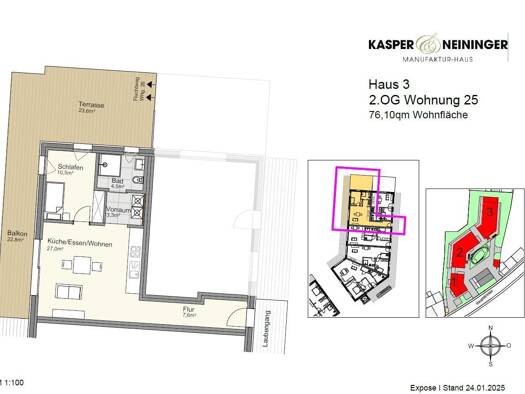 Wohnung zum Kauf provisionsfrei 414.000 € 2 Zimmer 76,1 m² Hauptstraße 82 Lauf 77886