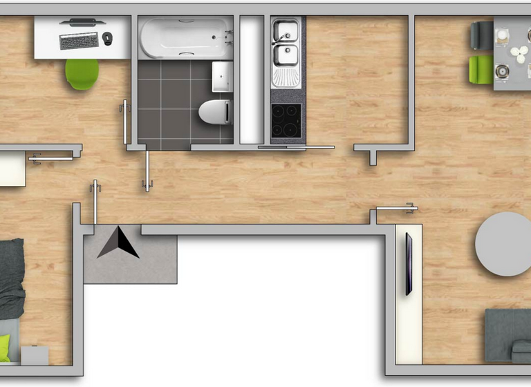 Wohnung zur Miete 460 € 3 Zimmer 61,3 m² 3. Geschoss frei ab sofort Am Schleierborn 10 Eisenach 99817