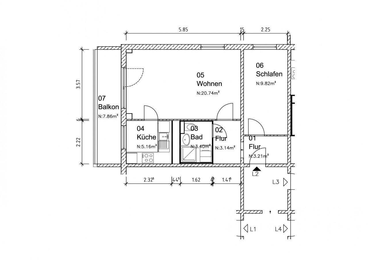 Wohnung zur Miete 261 € 2 Zimmer 47,5 m²<br/>Wohnfläche 3.<br/>Geschoss Hundisburger Straße 19a Moritzplatz Magdeburg 39124