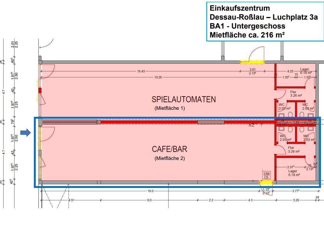 Café/Bar zur Miete provisionsfrei 108 m²<br/>Gastrofläche Luchplatz 3a Roßlau 221 Dessau-Roßlau 06862