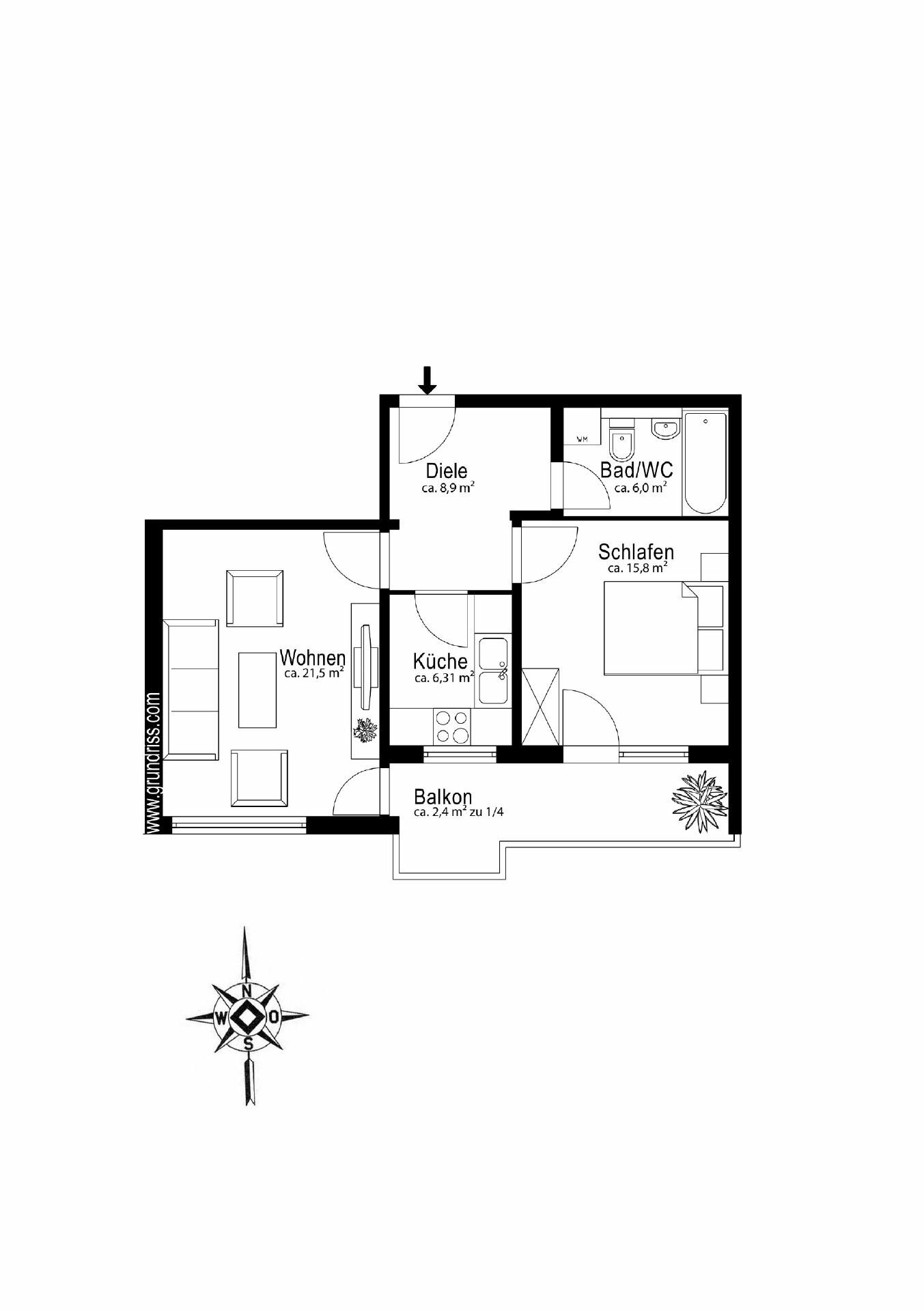 Wohnung zum Kauf 325.000 € 2 Zimmer 61 m²<br/>Wohnfläche 3.<br/>Geschoss Neugermering Germering 82110