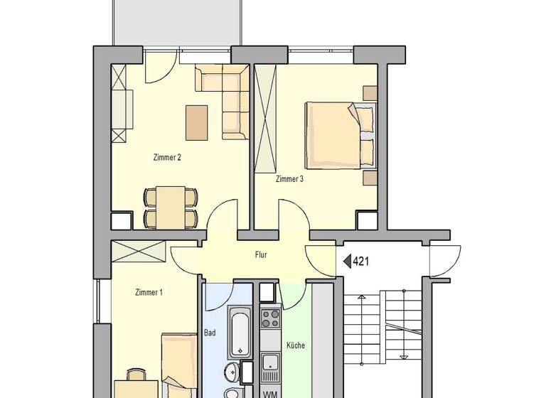 Wohnung zur Miete 450 € 3 Zimmer 62 m² 1. Geschoss Am Oelschweg 8 Schleiz 07907