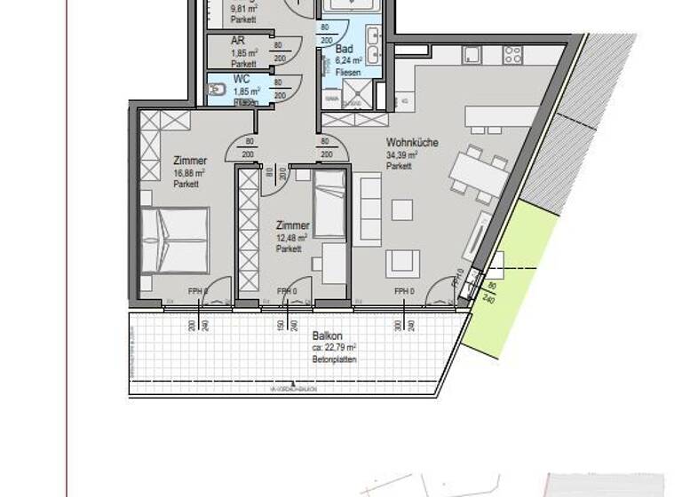 Wohnung zum Kauf - Erstbezug provisionsfrei 542.800 € 3 Zimmer 83,5 m² EG Kaltenleutgeben 2391