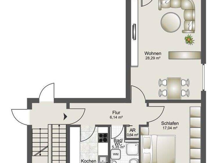 Wohnung zur Miete 815 € 2 Zimmer 67,7 m² 3. Geschoss frei ab 01.06.2026 Höfen Nürnberg 90431