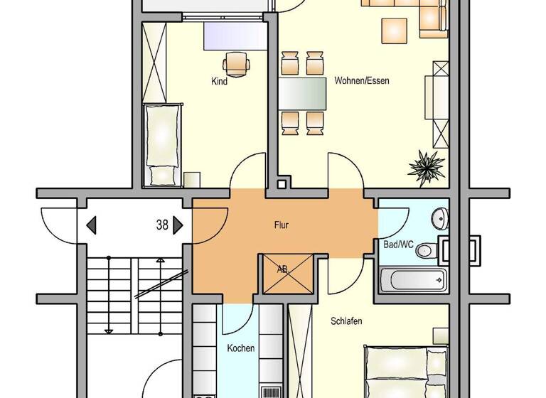 Wohnung zur Miete 543 € 3 Zimmer 75 m² EG frei ab sofort Hölterhofer Straße 17 Innenstadt Radevormwald 42477