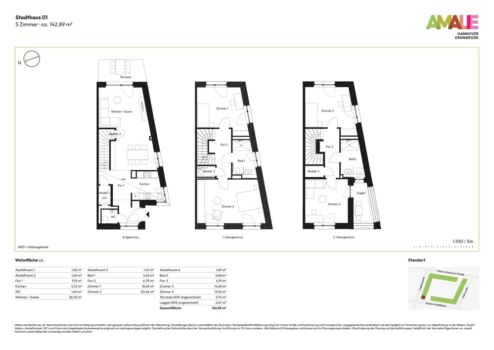 Stadthaus zur Miete 1.985 € 5 Zimmer 142,9 m²<br/>Wohnfläche 01.02.2025<br/>Verfügbarkeit Bemerode Hannover 30539