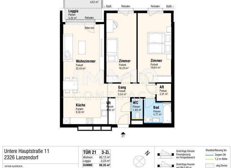 Wohnung zum Kauf - Erstbezug provisionsfrei 370.000 € 3 Zimmer 88,4 m² Lanzendorf 2326