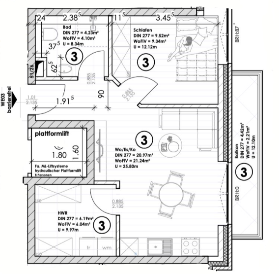 Wohnung zum Kauf provisionsfrei 167.500 € 2 Zimmer 42,9 m²<br/>Wohnfläche Hilgenholtstraße 12 Weener Weener 26826