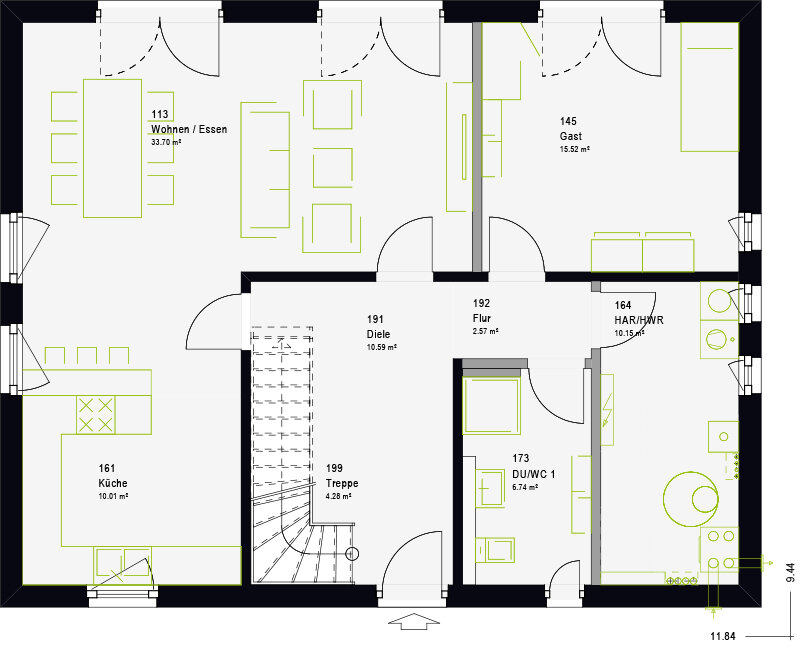 Einfamilienhaus zum Kauf provisionsfrei 590.426 € 6 Zimmer 174 m²<br/>Wohnfläche 720 m²<br/>Grundstück Rottenbauer Würzburg 97084