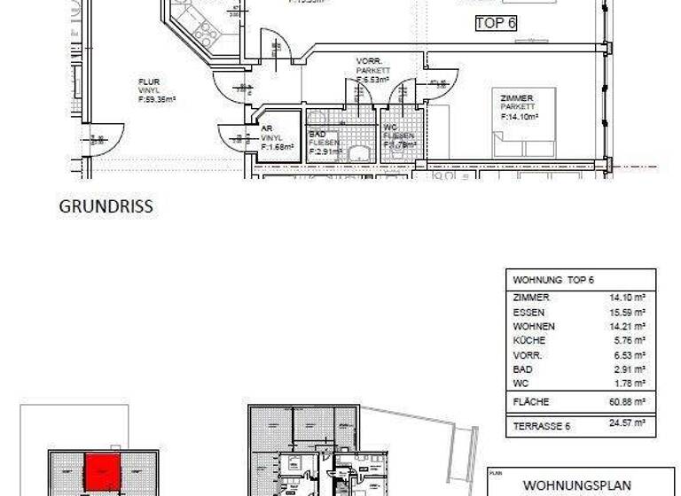 Wohnung zur Miete 768 € 2 Zimmer 60,9 m² 4. Geschoss Innere Stadt Klagenfurt 9020
