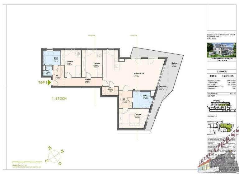 Wohnung zum Kauf - Erstbezug 1.399.000 € 4 Zimmer 144 m² 3. Geschoss Wien 1190