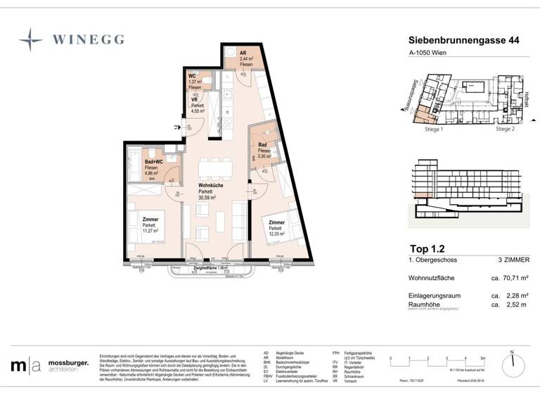 Wohnung zum Kauf - Erstbezug 487.200 € 3 Zimmer 70,8 m² 1. Geschoss Siebenbrunnengasse 44 Wien 1050