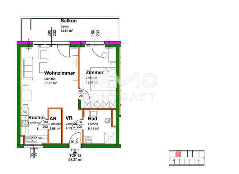 Wohnung zum Kauf - Erstbezug provisionsfrei 196.218 € 2 Zimmer 1. Geschoss Krems an der Donau 3500