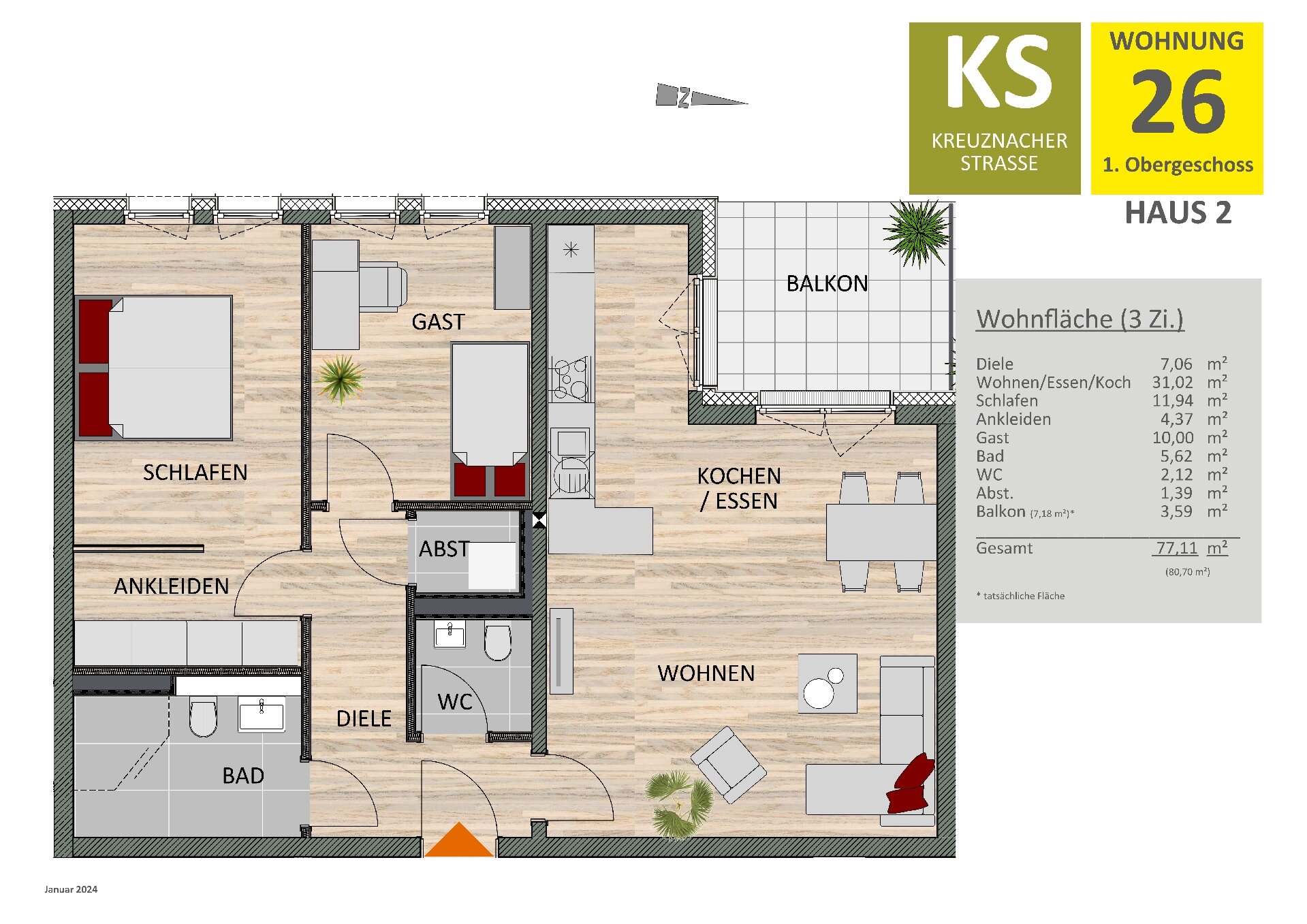 Wohnung zur Miete 1.650 € 3 Zimmer 77,1 m²<br/>Wohnfläche 2.<br/>Geschoss ab sofort<br/>Verfügbarkeit Zollstock Köln 50968