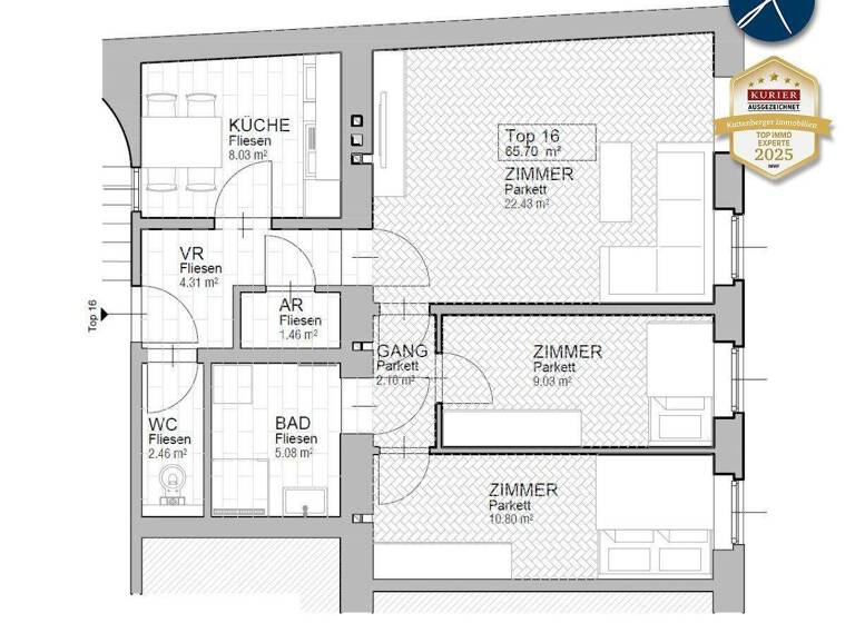 Wohnung zum Kauf - Erstbezug 282.000 € 3 Zimmer 67 m² 2. Geschoss Wien,Rudolfsheim-Fünfhaus 1150