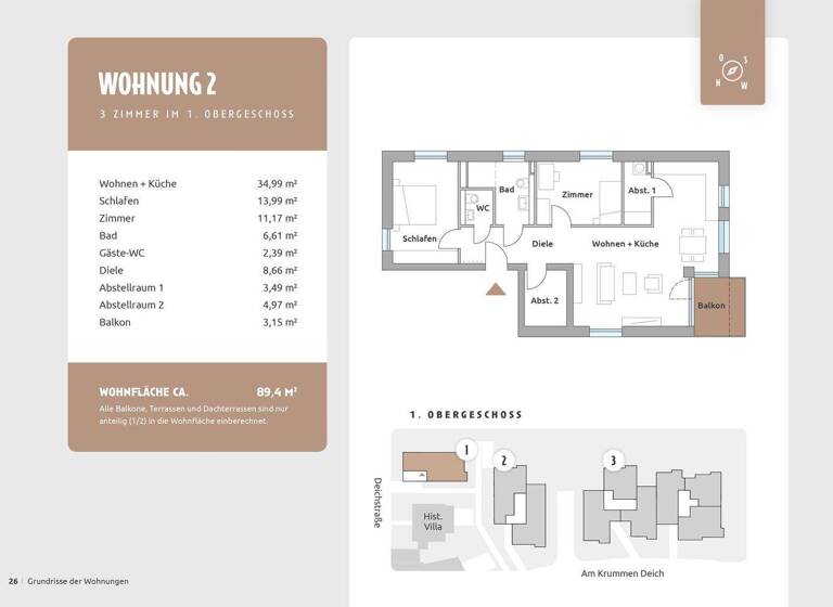 Wohnung zum Kauf - Erstbezug provisionsfrei 530.000 € 3 Zimmer 89,4 m² 1. Geschoss Deichstraße 35a Winsen Winsen (Luhe) 21423
