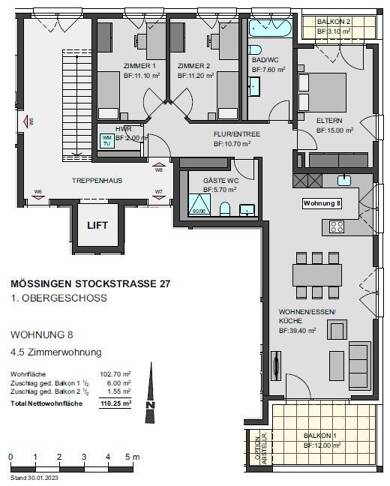 Wohnung zum Kauf - Neubau 584.900 € 4,5 Zimmer 109,3 m² 1. Geschoss Mössingen Mössingen 72116