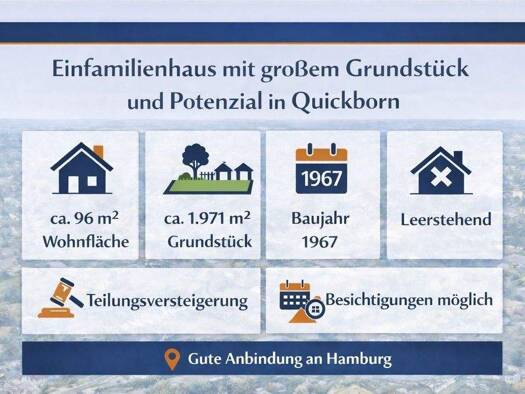 Einfamilienhaus zum Kauf provisionsfrei 398.000 € 3 Zimmer 96 m² 1.971 m² Grundstück Quickborn 25451