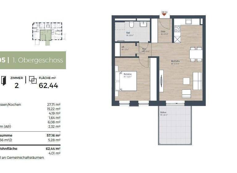 Sonstiges zum Kauf - Erstbezug provisionsfrei als Kapitalanlage geeignet 399.421 € 2 Zimmer 62,4 m² Volkacher Straße 52 Großgründlach Nürnberg 90427
