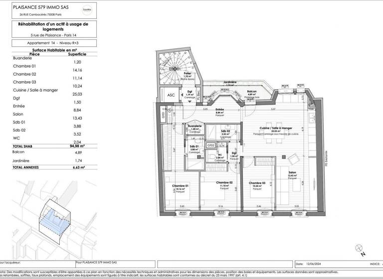 Wohnung zum Kauf 1.595.000 € 4 Zimmer 101,3 m² 14th (Montparnasse) 75006